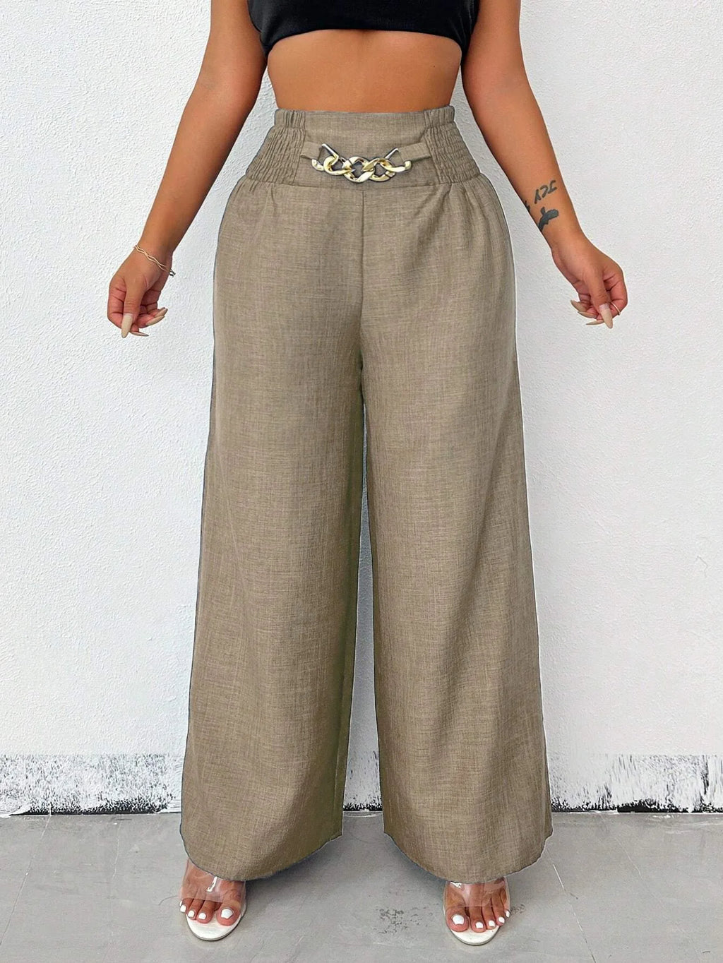 Elegant Solid Wide Leg Pants Fashion