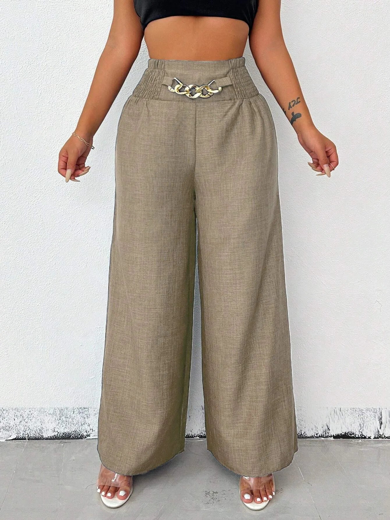 Elegant Solid Wide Leg Pants Fashion