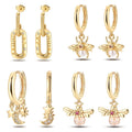 925 Silver Pearl Bee Star Moon Earrings – Trending Fashion Jewelry Gift