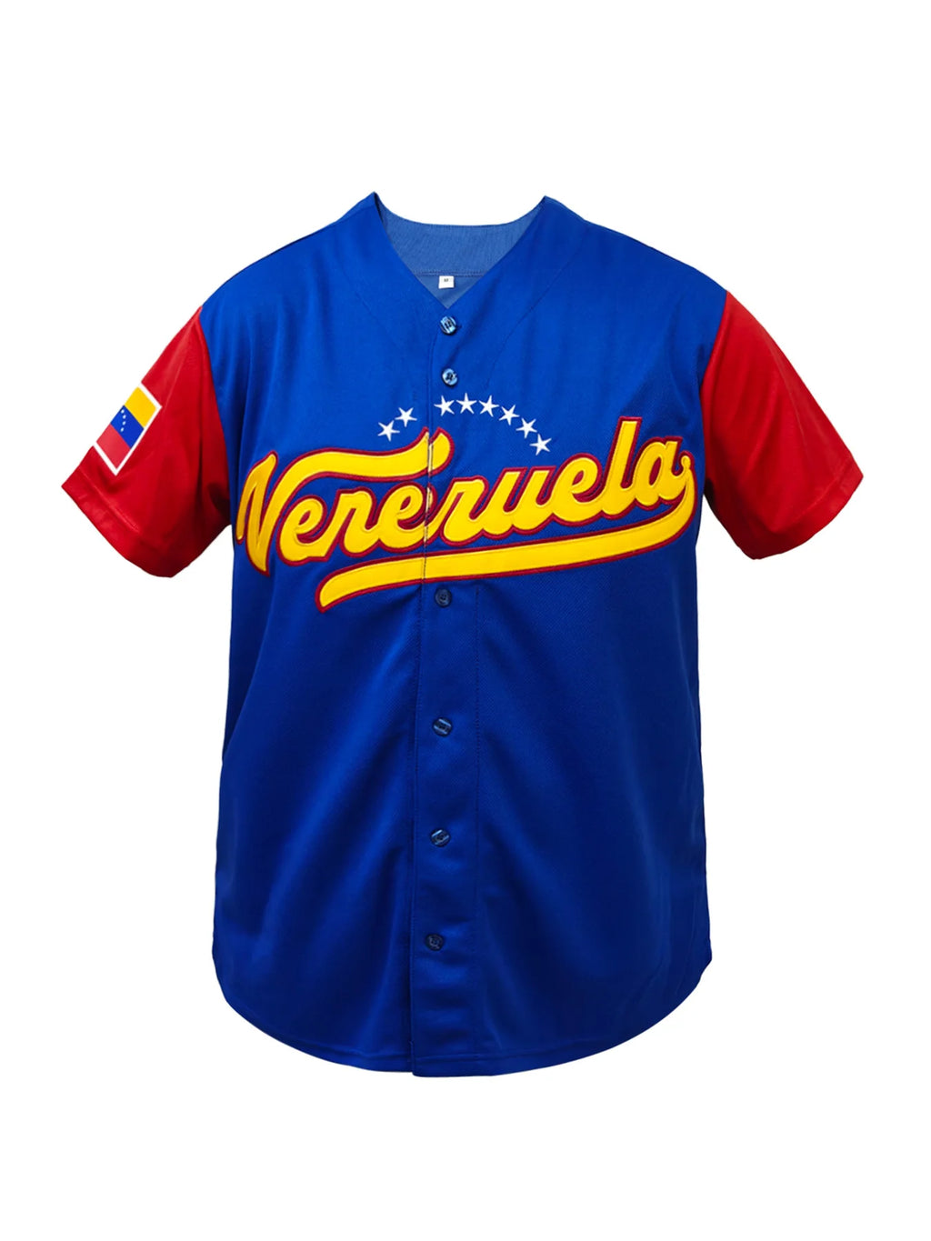 Men's Breathable Baseball Jersey V-Neck Short Sleeve "Venezuela" Embroidery, Breathable Loose Fit Baseball Shirt for Casual Wear
