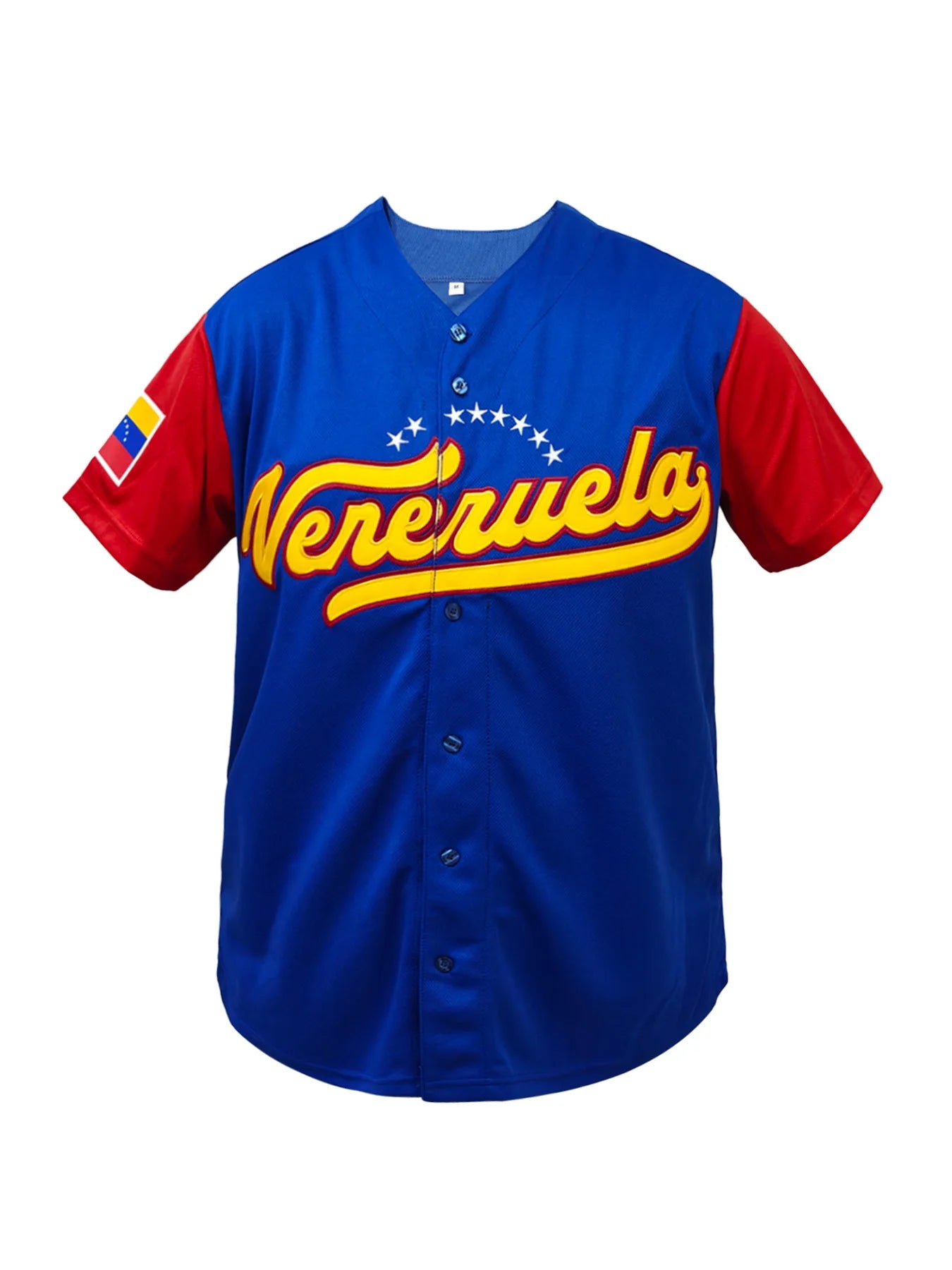 Men's Breathable Baseball Jersey V-Neck Short Sleeve "Venezuela" Embroidery, Breathable Loose Fit Baseball Shirt for Casual Wear