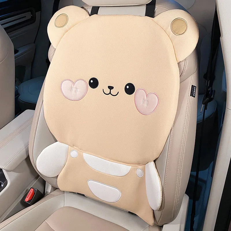 Cute Cartoon Animal Car Seat Covers Cushion Breathable Ice Silk Universal For Women Ladies Gifts Auto Interior Decor Accessories