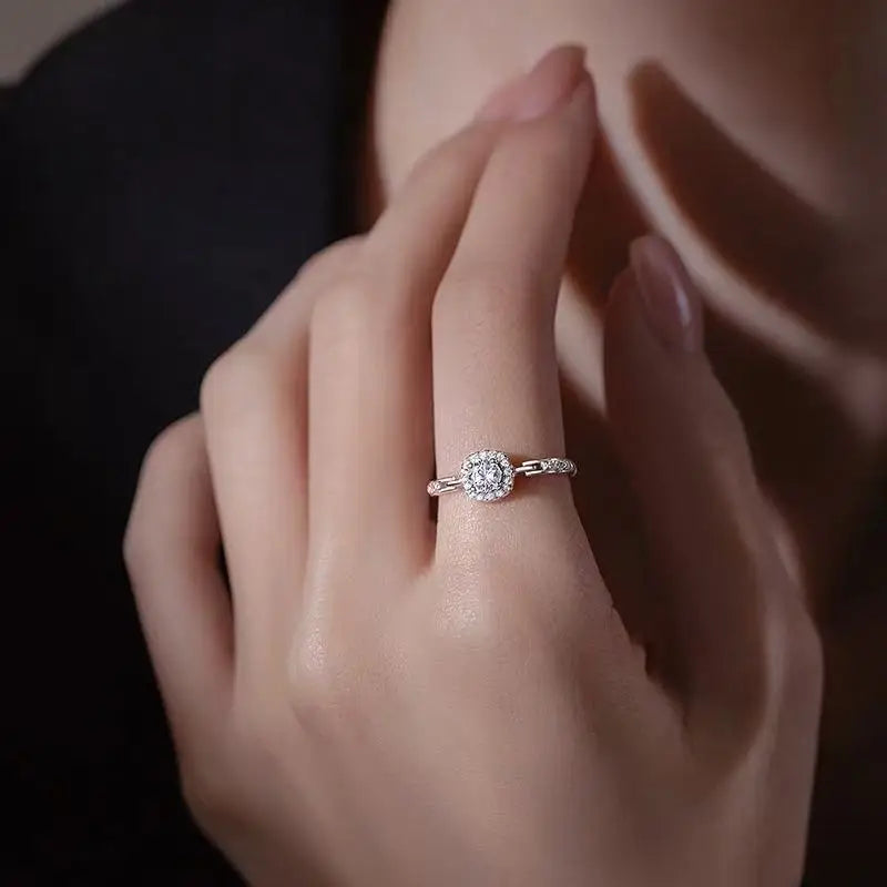 New 925 Sterling Silver Square Zircon Ring Simple Style Charming Women's Ring Birthday Gift for Friends Exquisite Jewelry