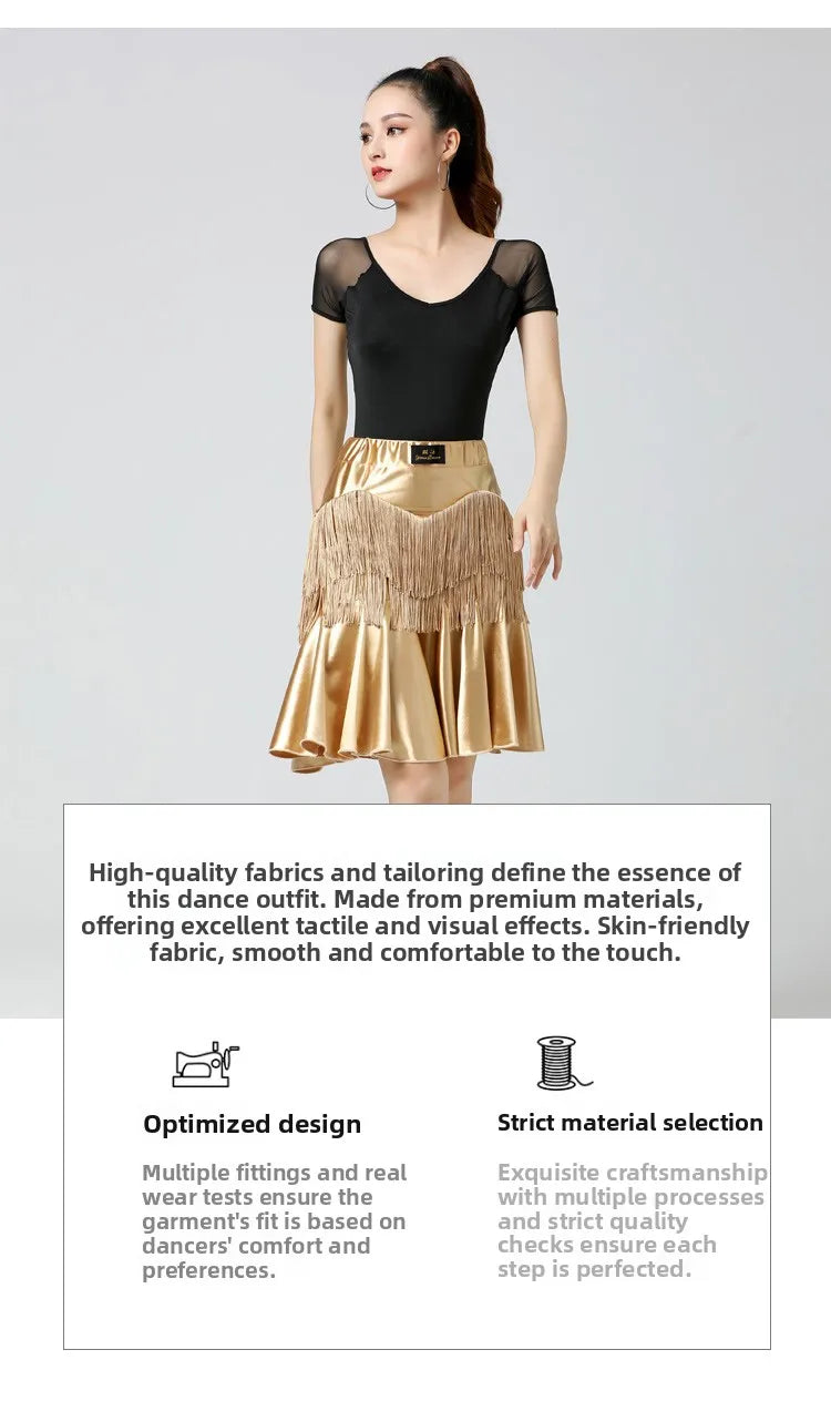 Adult Latin Dance Skirts Women's Practice Clothing Tassel Skirts Bot Wear Cetition Dance Performance Clothing