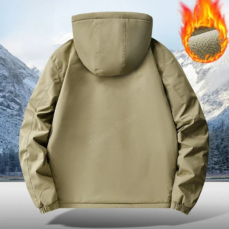 Men's Winter Parka Jacket with Faux Fur Lined Thicken Keep Warm Waterproof Outerwear Multi-pockets Coats Plus Size M-8XL Jacket