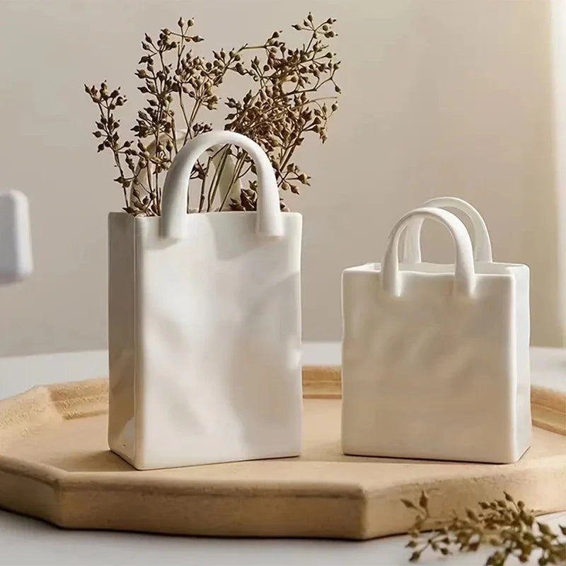 Handbag Shape Vase Modern Decorative White Vase