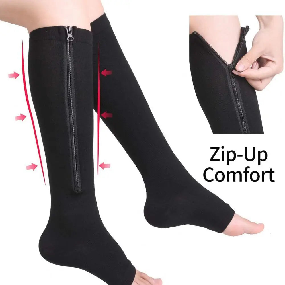 Varicose Vein Socks Zipper Closure Compression Socks Leg Support Stockings Veins Brace Wrap Shaping Stockings Ankle Support Sock