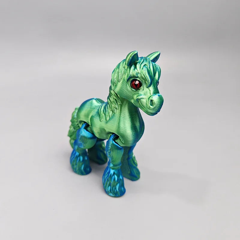 3D Printing Sunshine Rainbow Little White Horse Animal Toys Joint Tail Movable Creative Home Desk Decoration Kids Birthday Gift