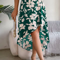 Spring Summer Skirts for Women Casual Floral Print Asymmetric Ruffle Edge Skirt
