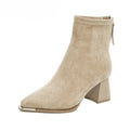 Autumn Winter Suede Women Ankle Boots Sexy Thick High Heels Pointed Toe Shoes Modern Short Botas Para Mujer