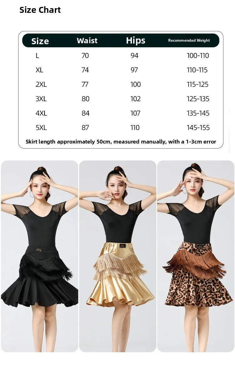 Adult Latin Dance Skirts Women's Practice Clothing Tassel Skirts Bot Wear Cetition Dance Performance Clothing