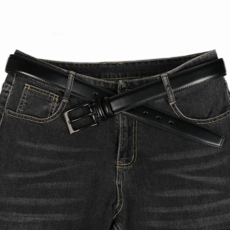 Men's genuine leather belt 1 2/6", a fashionable, simple, and durable belt gift suitable for various occasions