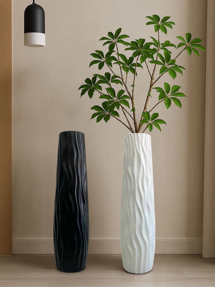 Large Floor Vase Decorative Vase Textured Floor Standing Vase for Home Living Room