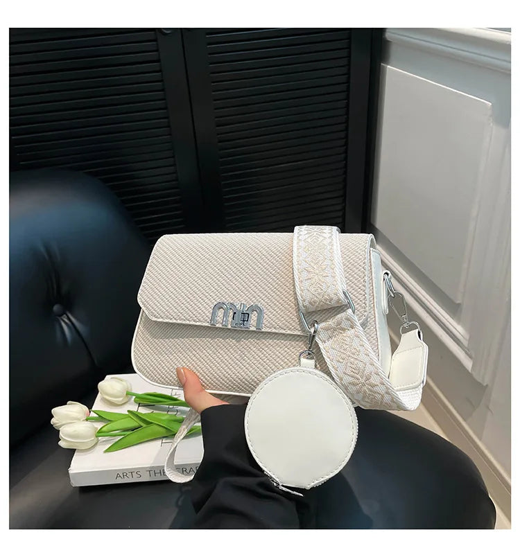 ‌2025 Korean-Style Wide Strap Bag - Crossbody/Shoulder/Handheld Multi-Way Purse, Trendy Small Handbag for Women