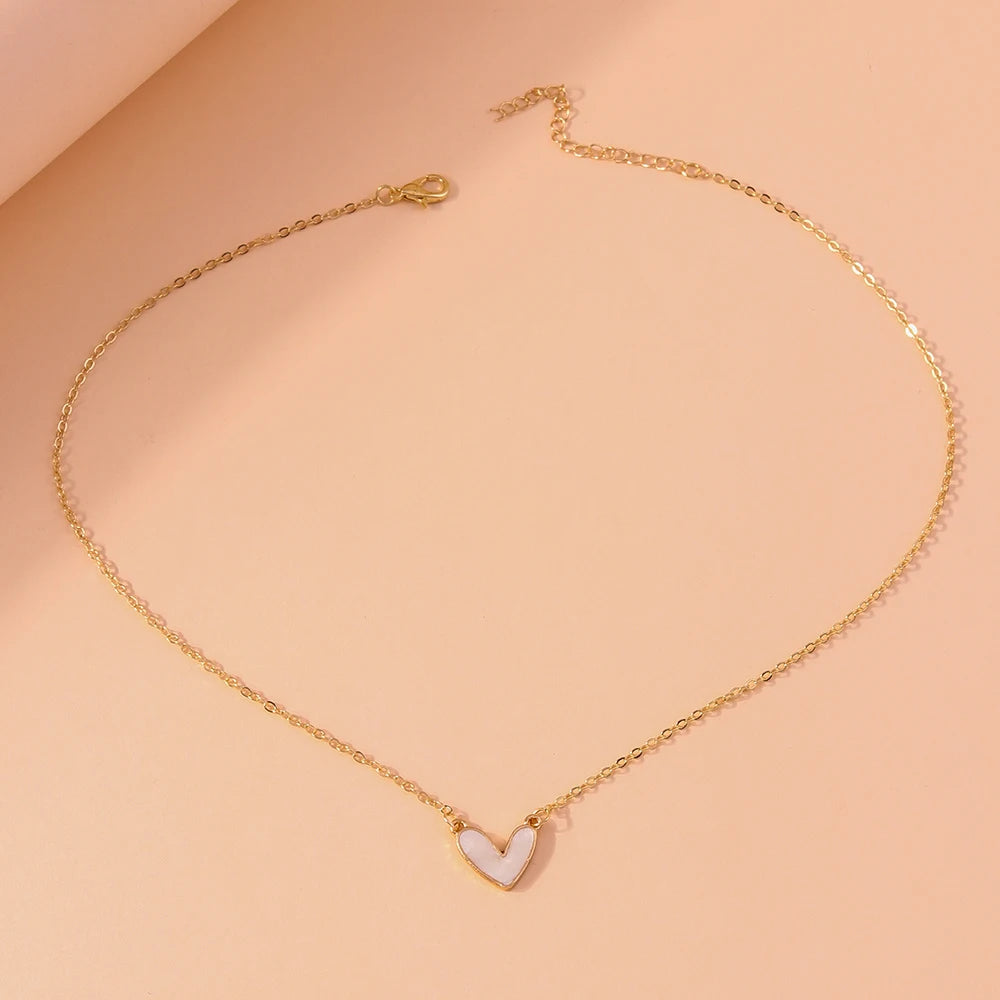 Aihua 2 colors New Korean White Red Love Heart Necklaces for Women Girls Clavicle Chain Valentine's Day Jewelry Gifts