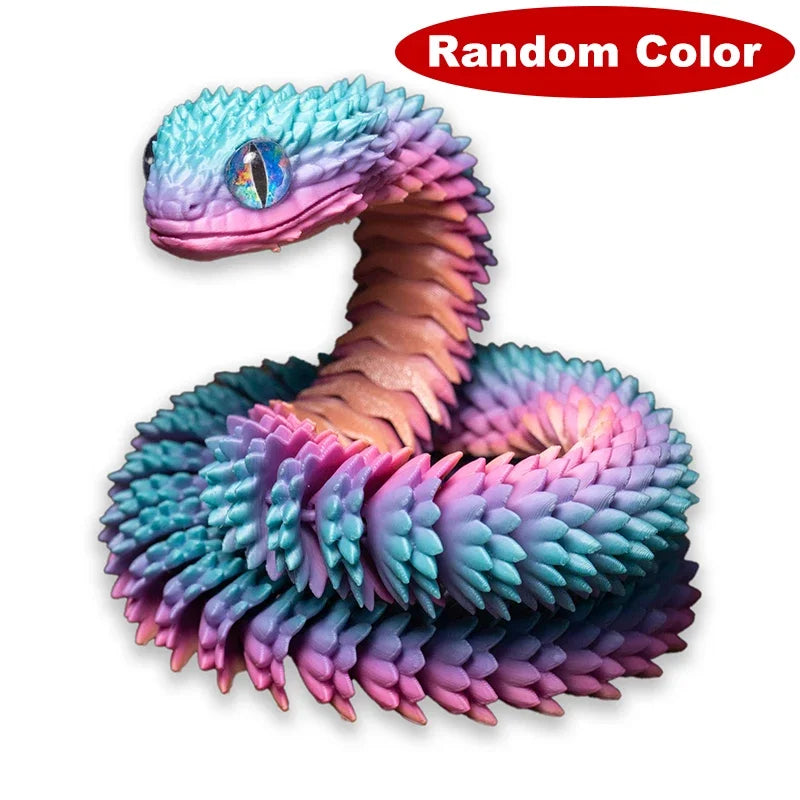 3D Printed Snake Movable Joint Simulation Snake Figurine Creative Home Office Desktop Ornament