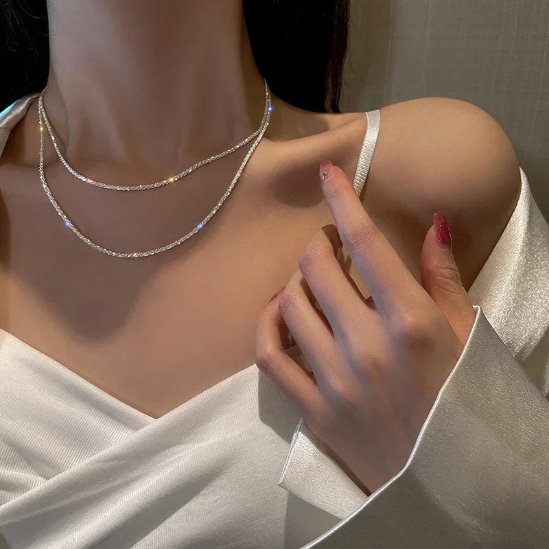 Stainless Steel Necklaces Black Exquisite Minimalist Square Pendant Choker Chains Fashion Necklace For Women Jewelry Party Gifts