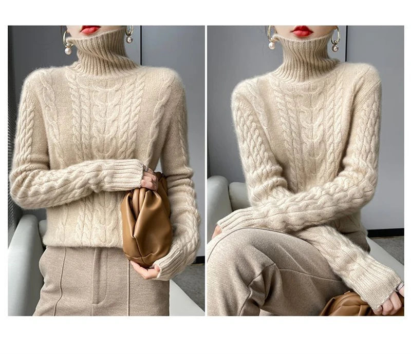 Street Turtleneck Sweater Women 2023 Autumn Winter Long Sleeve Cashmere Female Knitted Pullover Loose Lady Thicken Knitwear