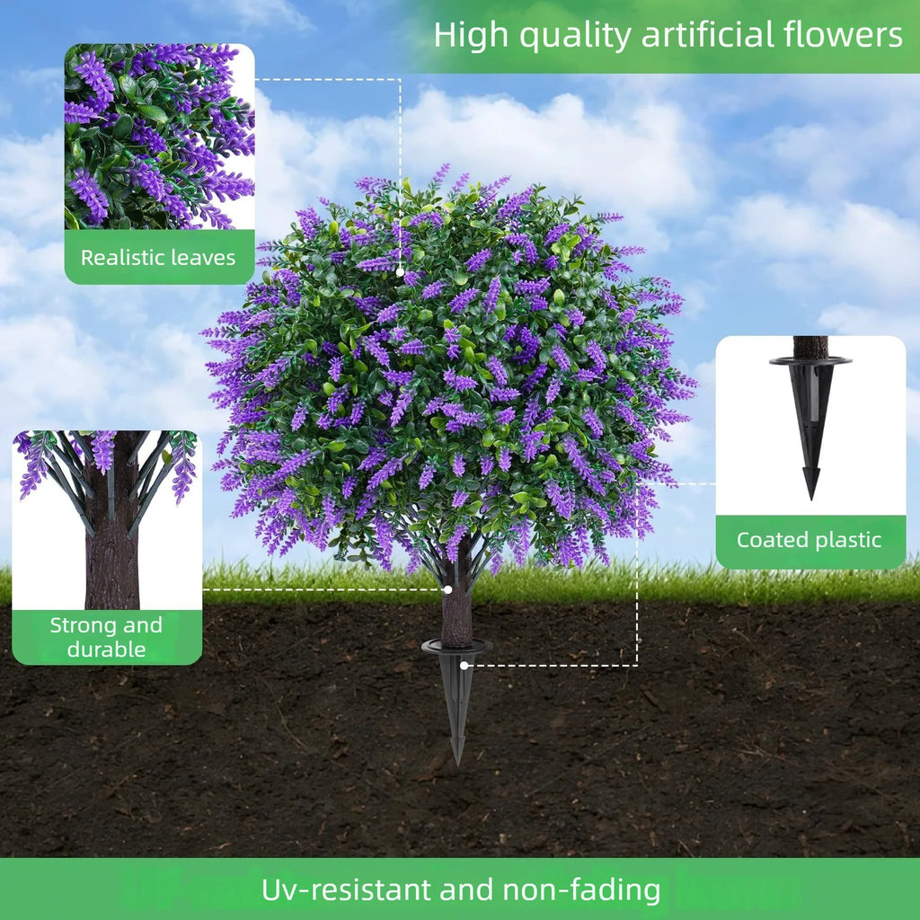 Artificial tree,lavender potted plant,artificial greenery,UV resistant, ground-mounted, suitable for garden and porch decoration