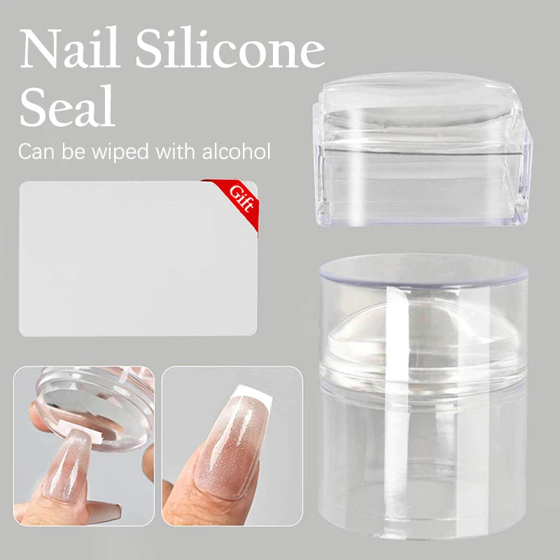 Nails Art Stamping Plates Kit French Manicure Design Plate Stamp Polish Stencil Template Seal Stamper Scraper Accessories Tools