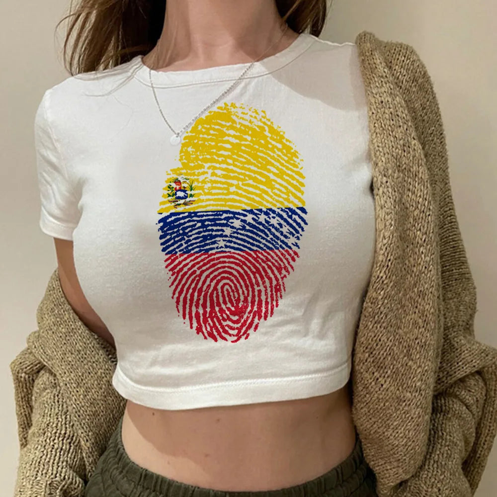 Venezuela streetwear  graphic  fairy grunge  crop top Woman Kawaii cyber y2k manga Harajuku crop top
