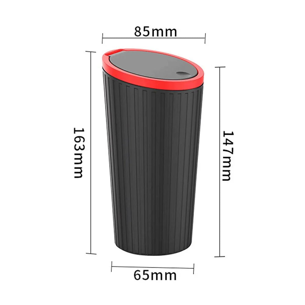 Mini Car Trash Can with Lid, Compact Automotive Garbage Bin Garbage Container Storage Box Bucket Auto Accessories