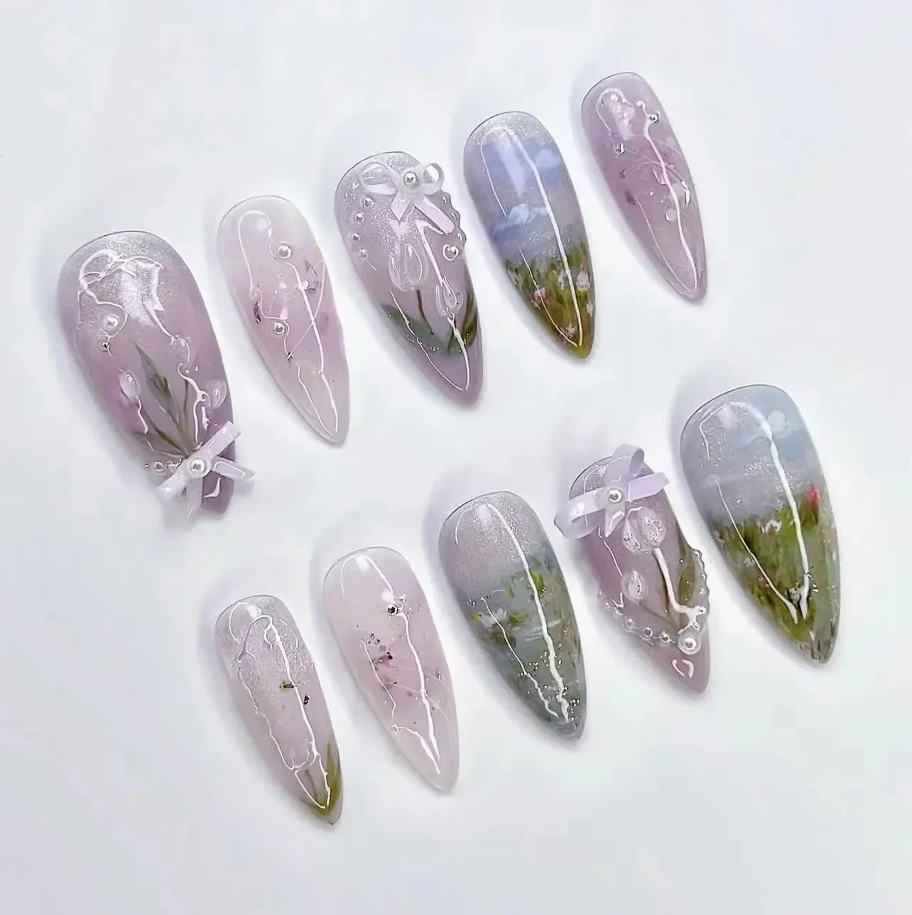 Autumn Matte Press-On Nails | 24pcs Rose Leaf Almond | Full Cover Acrylic Nail Tips with Glue