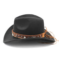 Classic Western Cowboy Hat Cowgirl Cap Fedora Hats Wide Brim Chapeau шляпа Sombrero with Punk Coins Hatband Party for Women Men