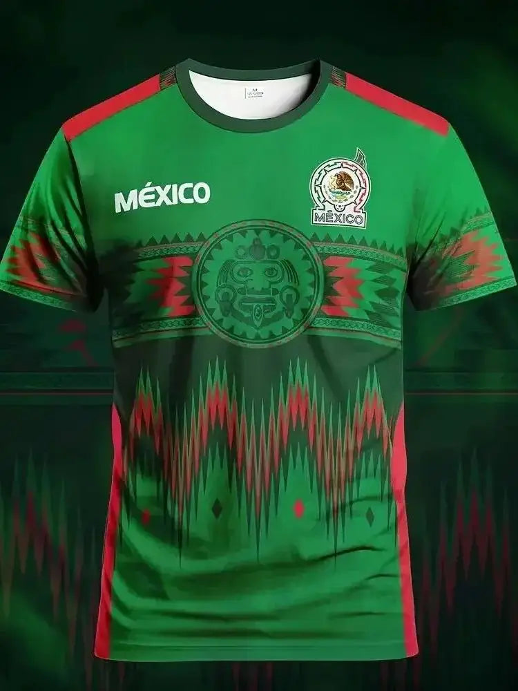 2025 Summer Mexico Football Jersey Men Women Clothes 3D Printed Sports Casual Outdoor Daily Training Quick-Drying Shirts