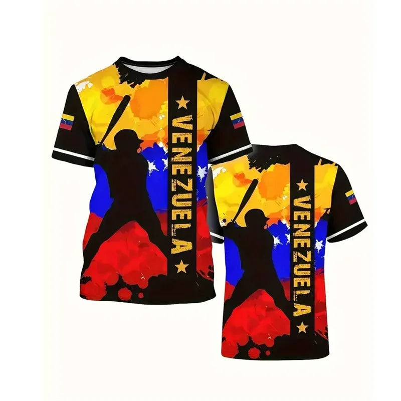 New In Venezuela Flag T Shirt Men Fashion 3d Printed T-shirt Street Oversized Casual Sports Tops Crew Neck Short Sleeve Tees