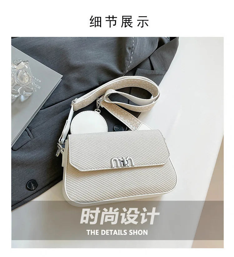 ‌2025 Korean-Style Wide Strap Bag - Crossbody/Shoulder/Handheld Multi-Way Purse, Trendy Small Handbag for Women