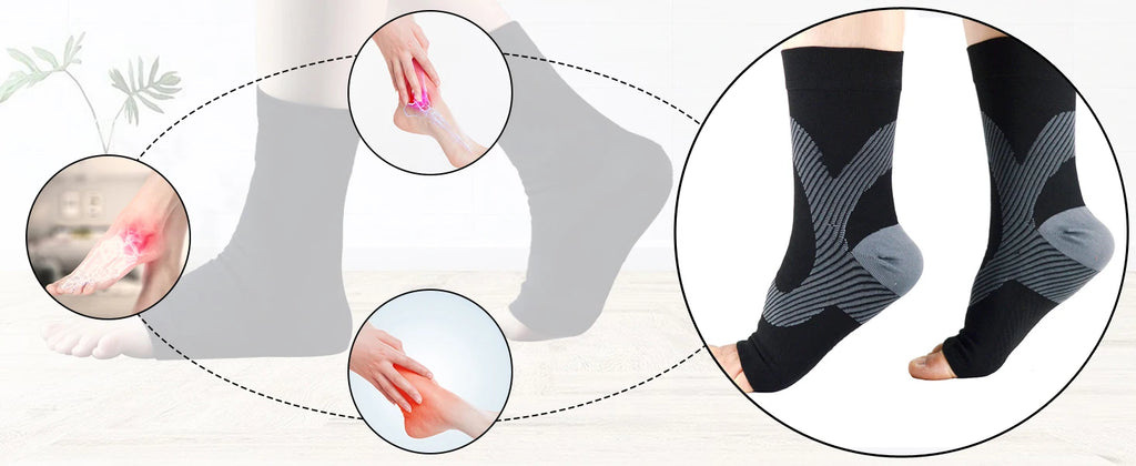 1 Pair Nano Socks Neuropathy Socks Compression Sleeve For Ankle For Swelling,Plantar Fasciitis,Sprain, Neuropathy, For Women/Men