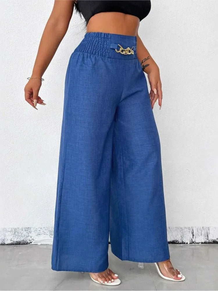 Elegant Solid Wide Leg Pants Fashion