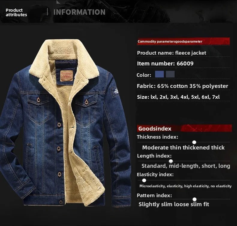 Men Windbreaker Fleece Thick Warm Winter Denim Jackets Mens Jackets Outwear Jeans Coat Male Multi-pockets Cowboy Clothing