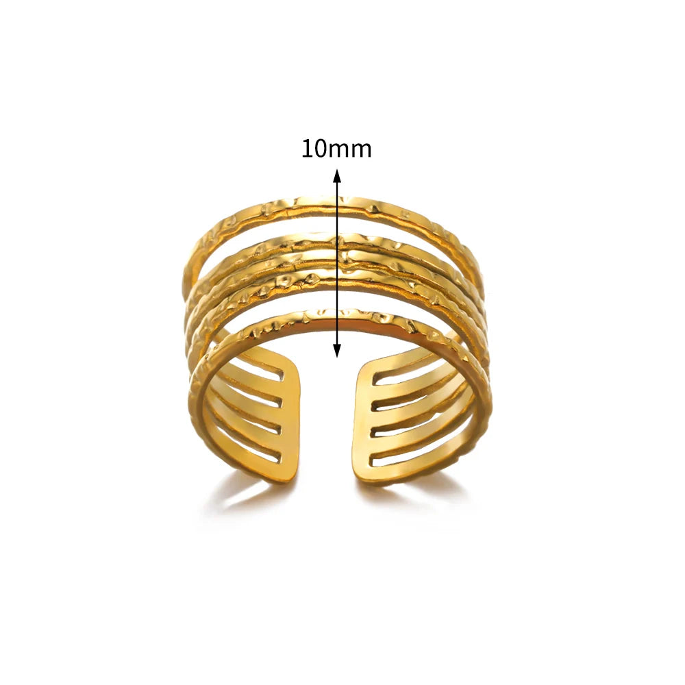316L Stainless Steel Rings For Women Geometric Heart Wide Ring Adjustable Open Ring Fashion Jewelry Valentine's Day Gift