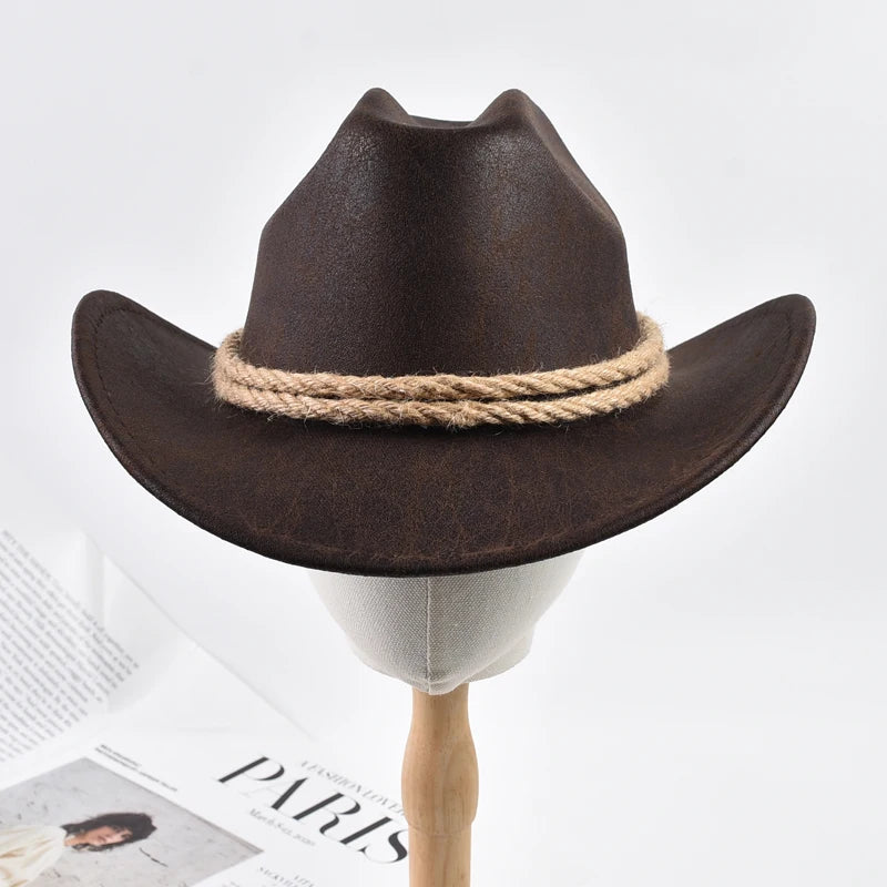 New Vintage Roll Brim Western Cowboy Hats Outdoor Travel Gentleman Cowgirl Jazz Hat Holidays Party Cosplay Hat