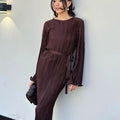 Autumn Winter Party Dress for Women 2025 Y2K INS Elegant Fashion Long Sleeve O Neck Lace Up Folds Evening Graduation Long Dress