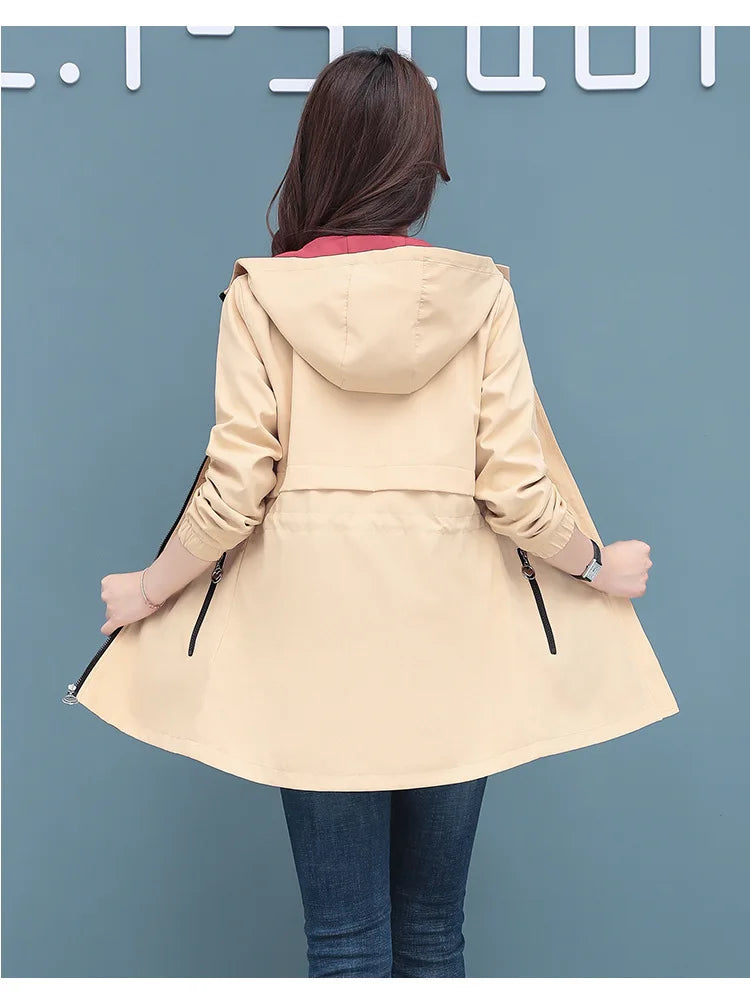 Spring Autumn Jacket Women's Loose Coat 2025 New Double-sided Wear Trench Coat Mid-length Windbreaker 5XL Women's Top