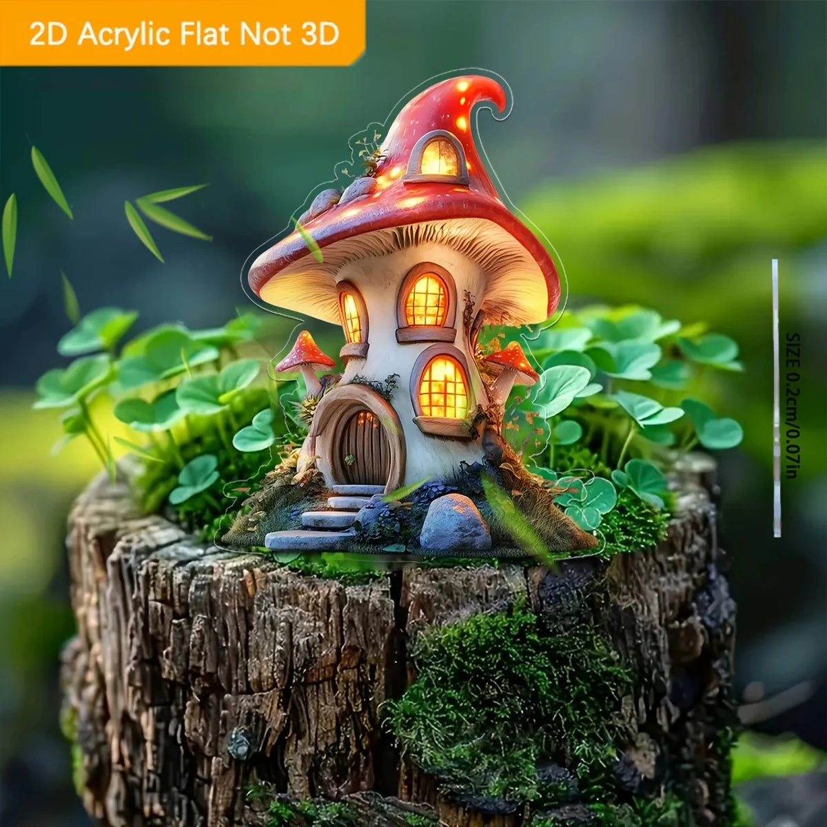 Bohemian Style 2D Fairy Tale Treehouse Cartoon Mushroom House Acrylic Bonsai Garden Decoration Waterproof Outdoor Lawn Art