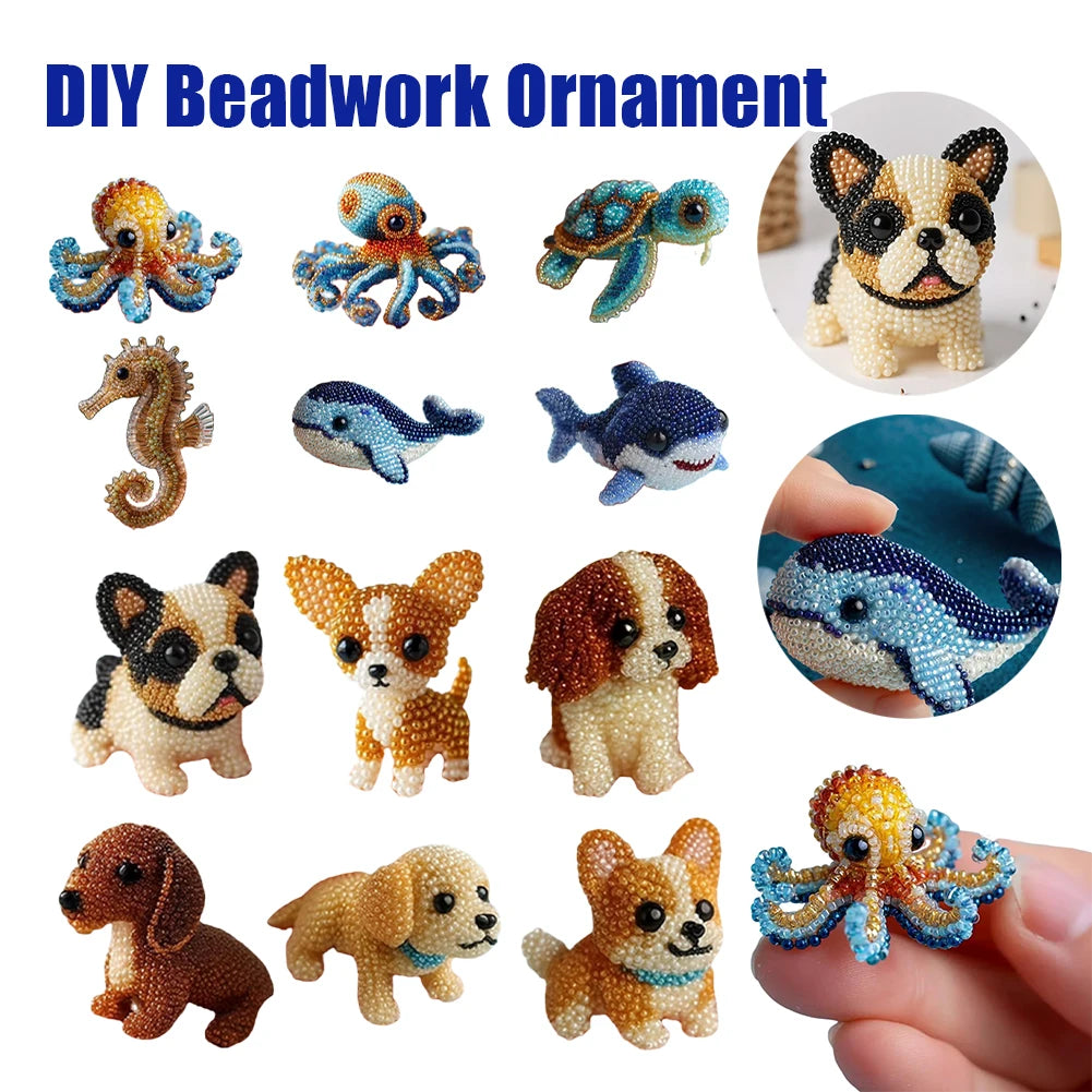 3D Animals Bead Craft Kit 3D Animal Dog Shape Bead Embroidery Set for Crafting Enthusiasts Girls Women Teens Adults DIY Gifts