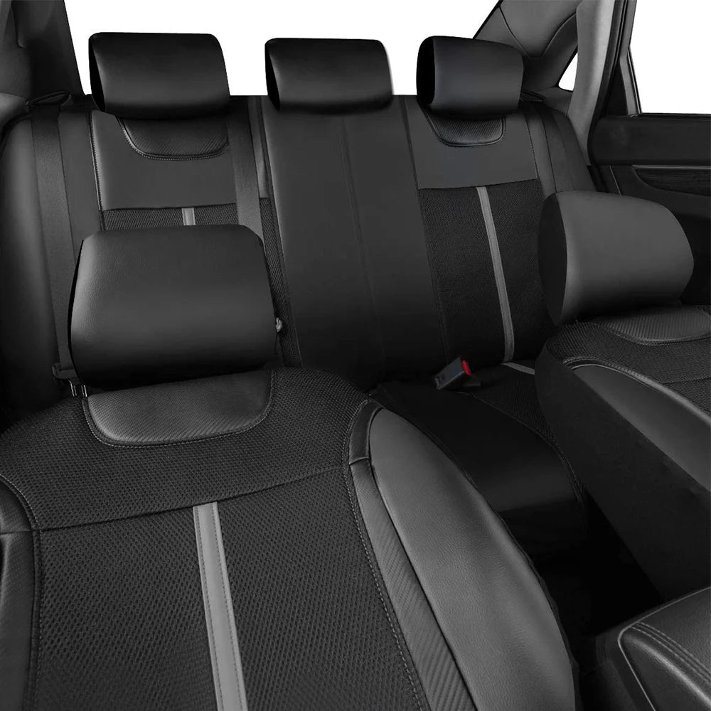 Universal Leather and Mesh Fabric Car Seat Covers Leather Set Fit For Most Car SUV Truck Van Car Accessories Interior