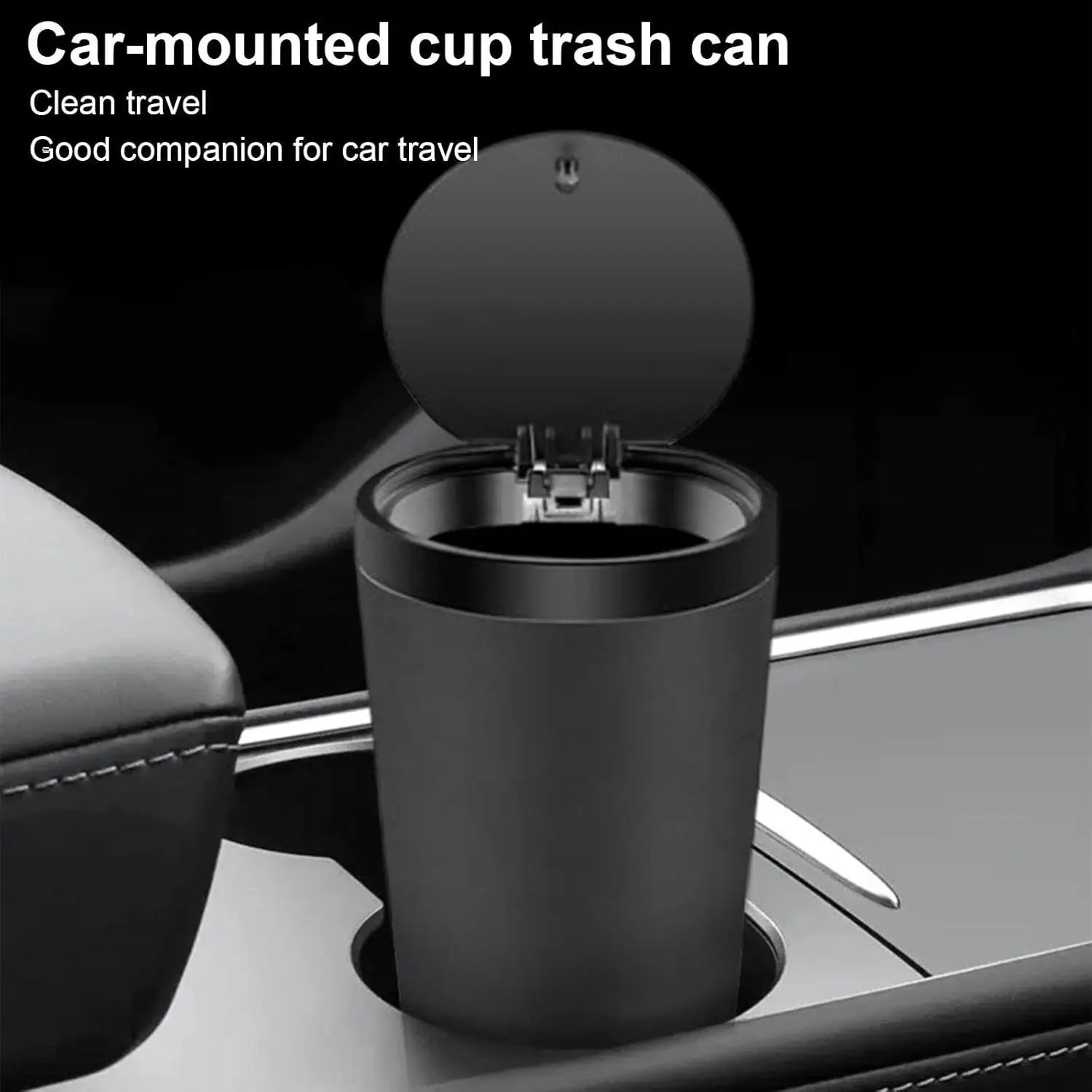 Compact Leakproof Mini Car Trash Can with Easy-Press Pop-Up Lid Durable Odor-Blocking Waterproof ABS Bin for Cup Holders Storage