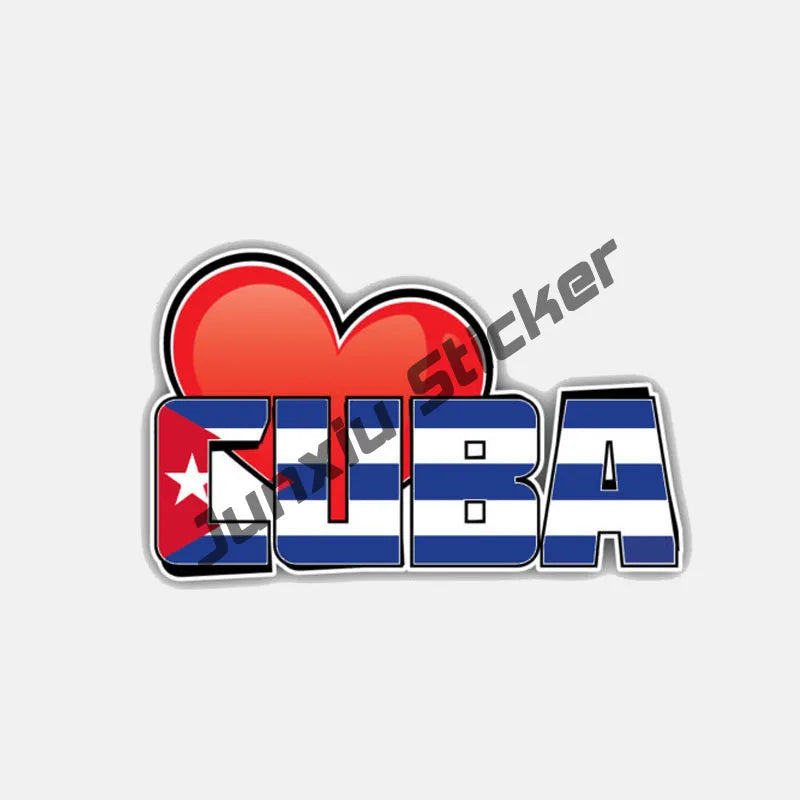 Cuba Map with Flag Cuban Pride Vinyl Sticker Decal for Phone Laptop Water Bottle Creative Car Sticker Cuba Heart Flag Decor