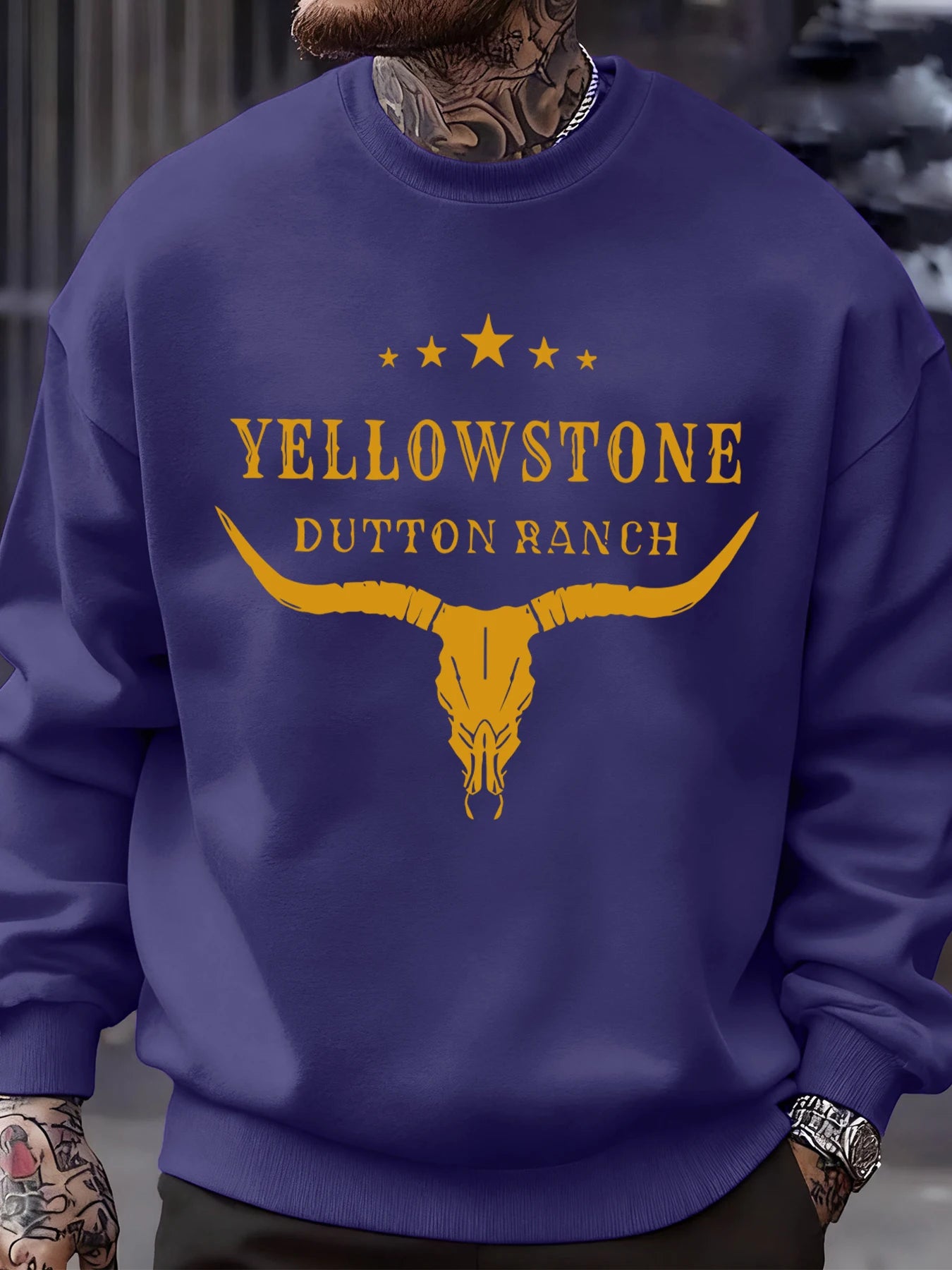 Yellow Stone Dutton Ranch Prints Mens Sweatshirt O-Neck Pullovers Tops Autumn Casual Multicolor Streetwear Fleece Man Clothes
