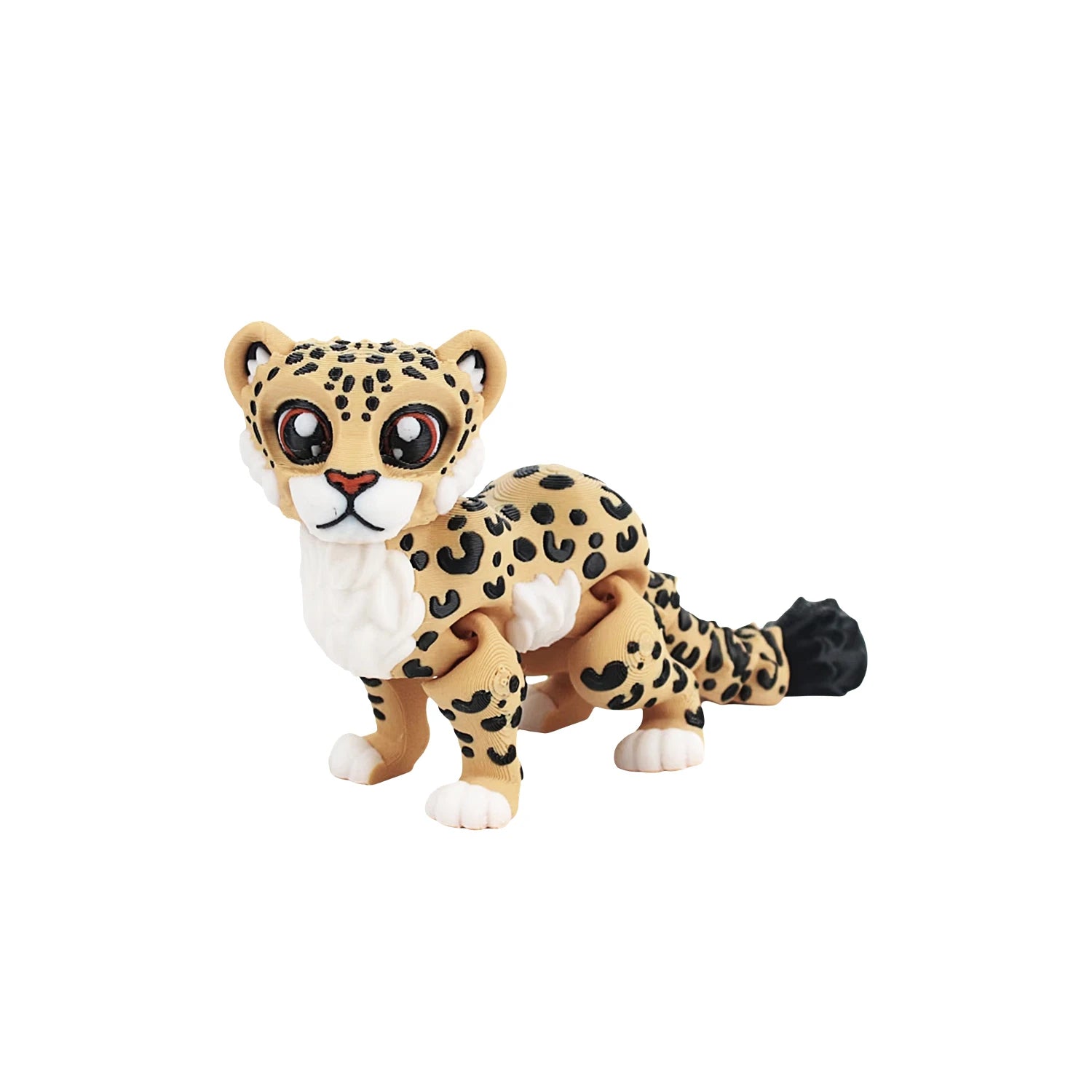 3D printed cheetah, integrated articulated simulation animal model, creative multi-color desktop decoration, creative trendy pla