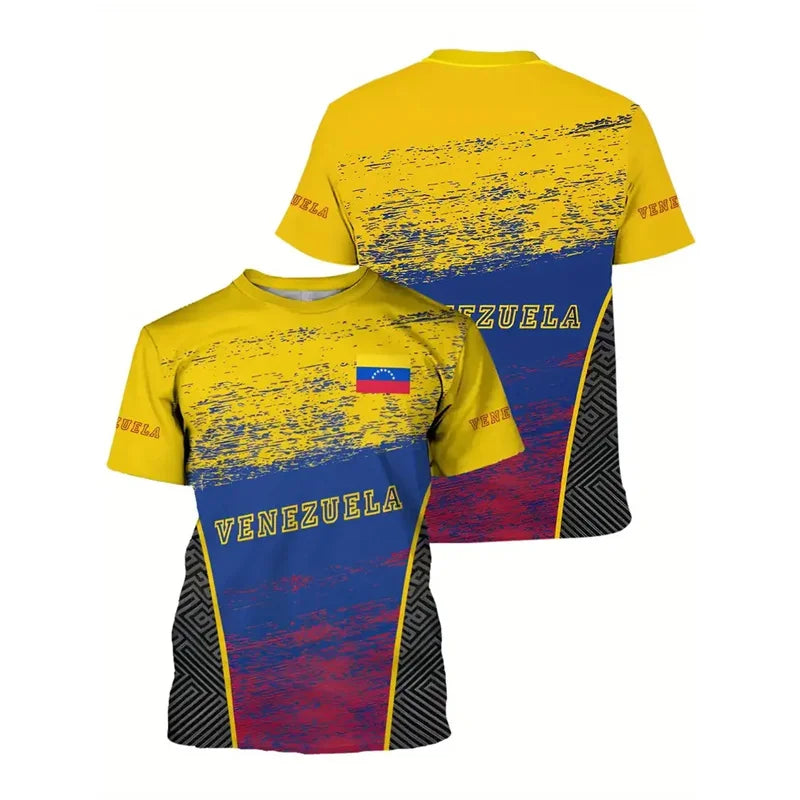 New In Venezuela Flag T Shirt Men Fashion 3d Printed T-shirt Street Oversized Casual Sports Tops Crew Neck Short Sleeve Tees