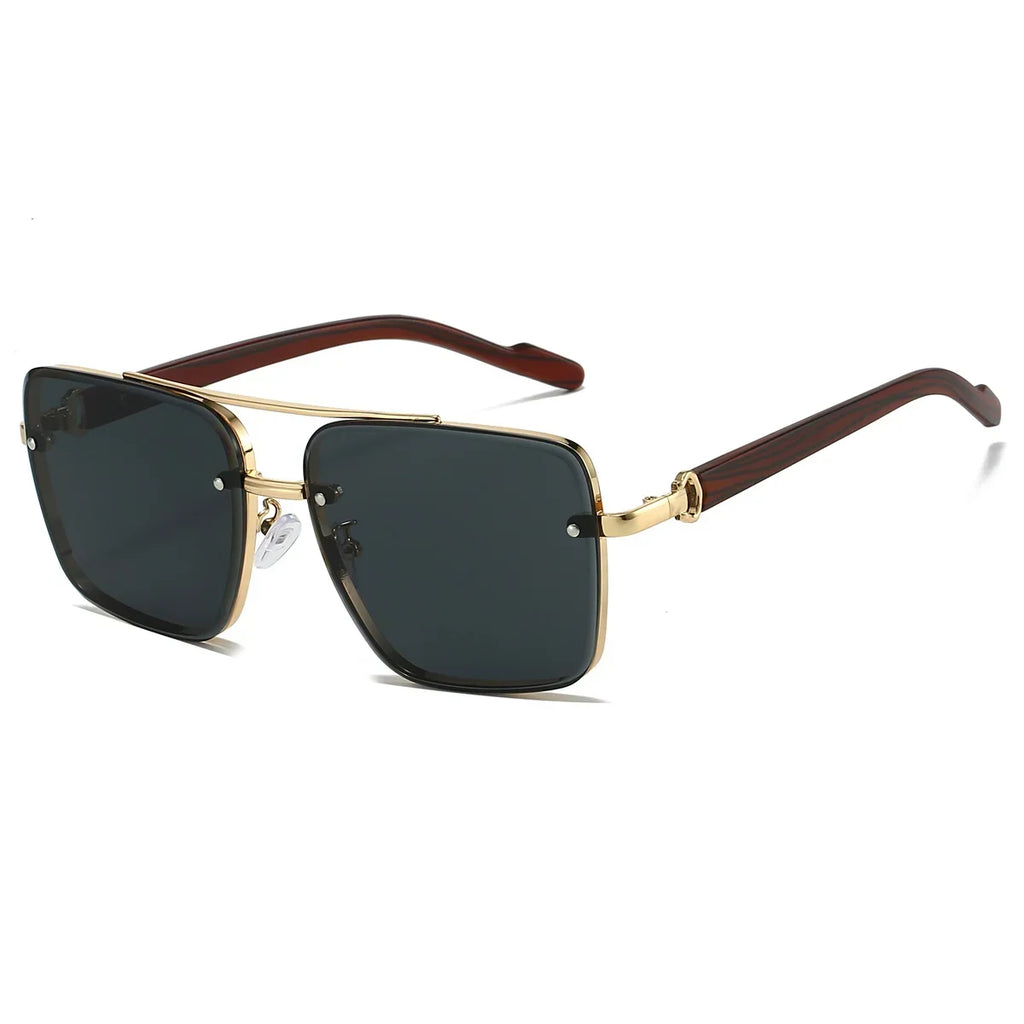 KAMMPT Fashion Retro Square Metal Shades Women's Original Brand Design Driving Sunglasses New Double Bridge Pilot Sun Glasses