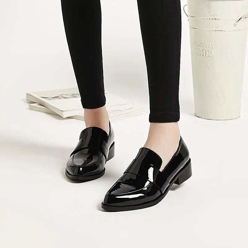 Shoes for Women 2025 Pointed Toe Ladies Summer Footwear Low Heel Elegant Black Moccasins Formal Korean Style Chic Point Lastest