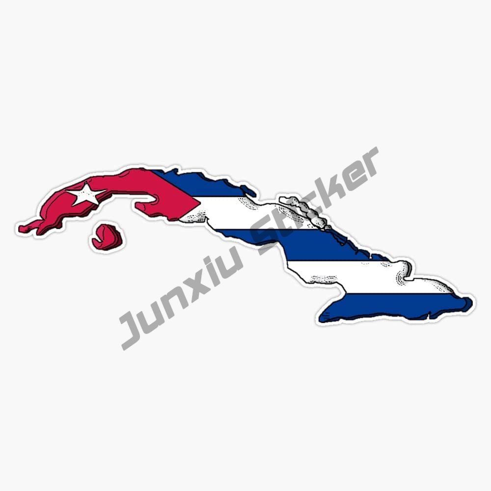 Cuba Map with Flag Cuban Pride Vinyl Sticker Decal for Phone Laptop Water Bottle Creative Car Sticker Cuba Heart Flag Decor