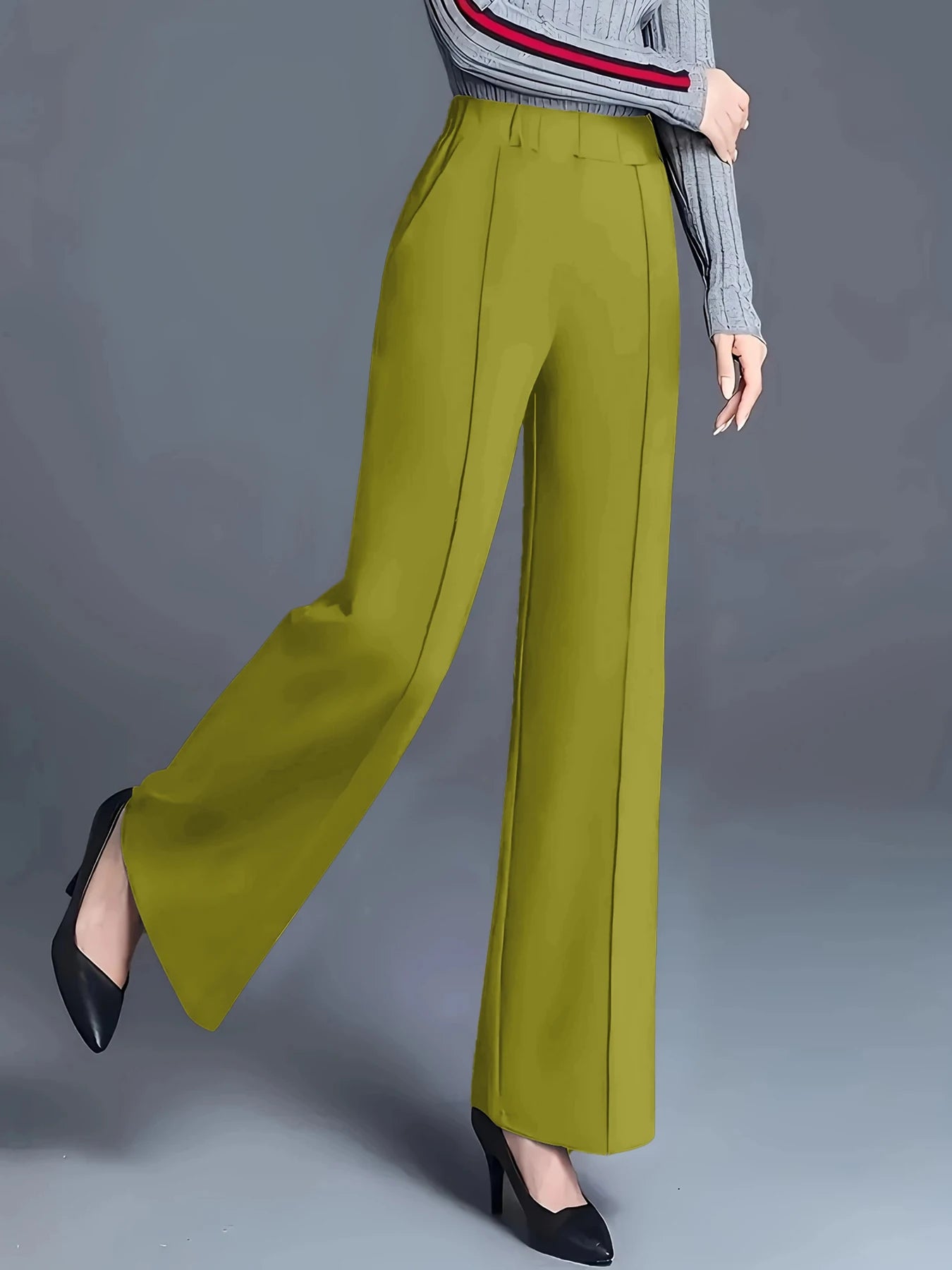 2025 Autumn and Winter Straight-Leg Pants Women's Drapey Loose High Waist Casual Pants Western Style Mom Suit Pants